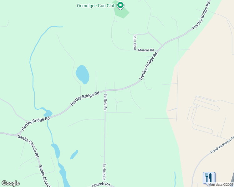 map of restaurants, bars, coffee shops, grocery stores, and more near 5450 Hartley Bridge Road in Macon