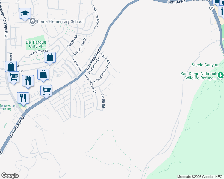 map of restaurants, bars, coffee shops, grocery stores, and more near 2409 Wagon Wheel Court in Spring Valley