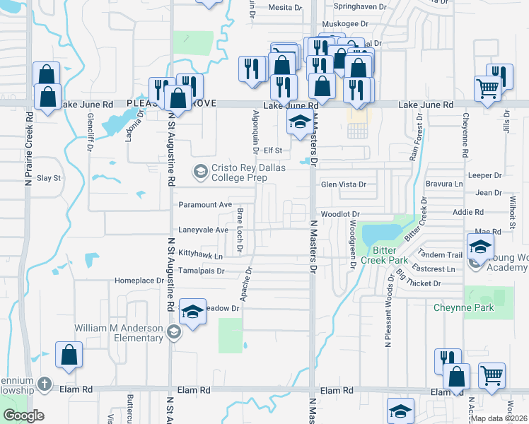 map of restaurants, bars, coffee shops, grocery stores, and more near 932 Spiceberry Court in Dallas