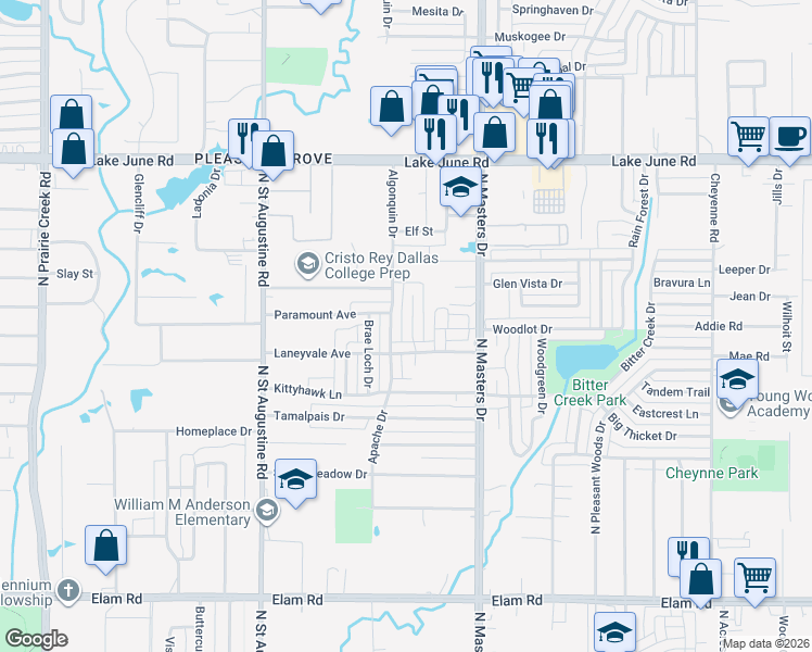 map of restaurants, bars, coffee shops, grocery stores, and more near 932 Spiceberry Court in Dallas