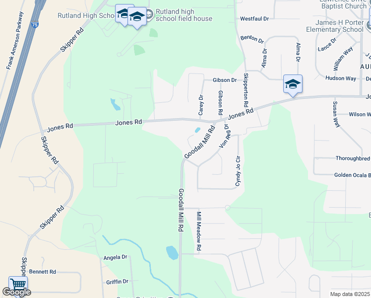map of restaurants, bars, coffee shops, grocery stores, and more near 6663 Goodall Mill Road in Macon