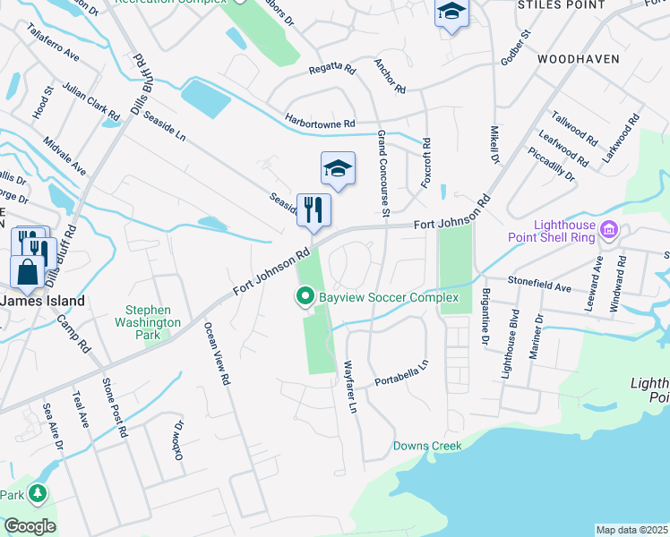 map of restaurants, bars, coffee shops, grocery stores, and more near 1561 Clark Sound Circle in Charleston