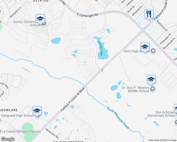 map of restaurants, bars, coffee shops, grocery stores, and more near 3000 Faithon P Lucas Sr Blvd in Mesquite