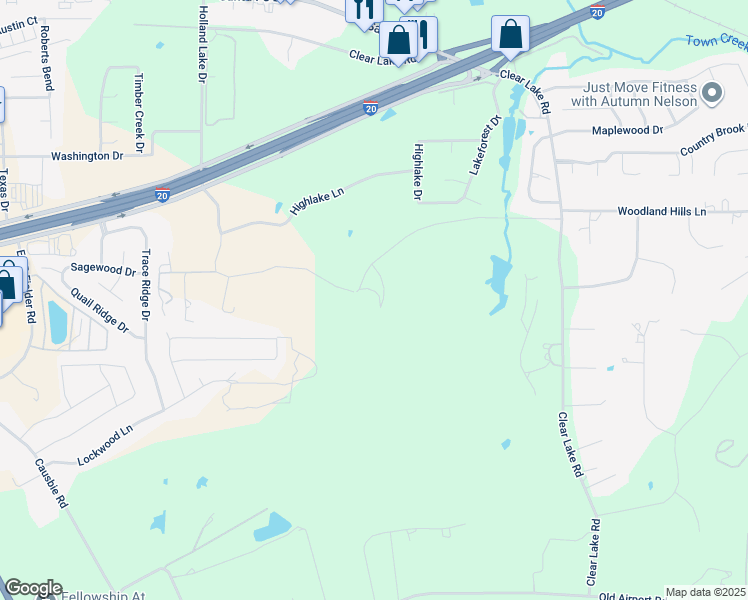 map of restaurants, bars, coffee shops, grocery stores, and more near 20 Fossil Hill Road in Weatherford