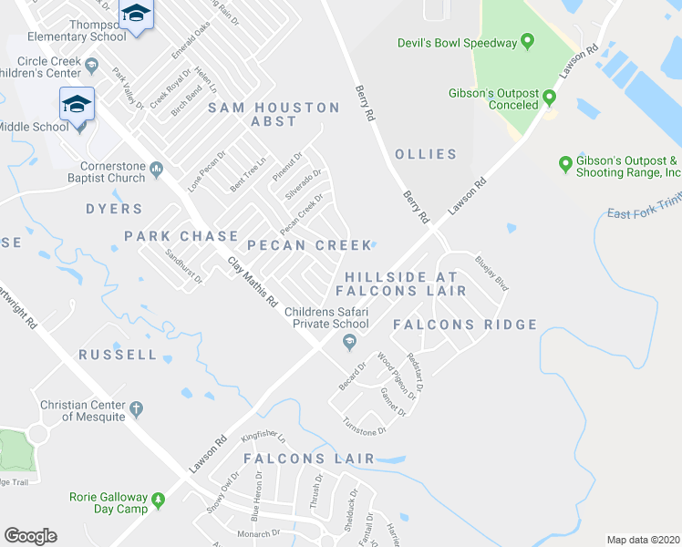 map of restaurants, bars, coffee shops, grocery stores, and more near 3312 Silver Creek Drive in Mesquite