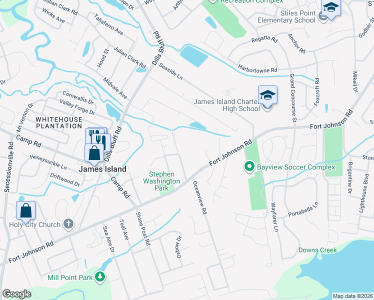 map of restaurants, bars, coffee shops, grocery stores, and more near 1056 Ben Road in Charleston