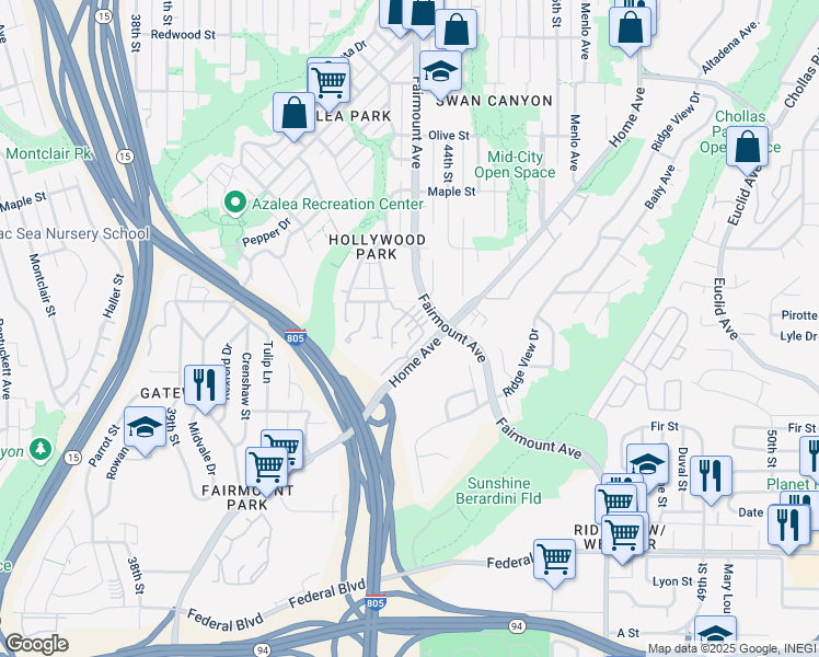 map of restaurants, bars, coffee shops, grocery stores, and more near 1108 Juniper Street in San Diego