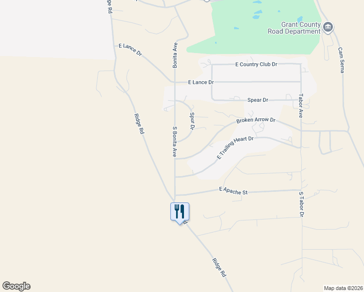 map of restaurants, bars, coffee shops, grocery stores, and more near 511 Broken Arrow Drive in Silver City