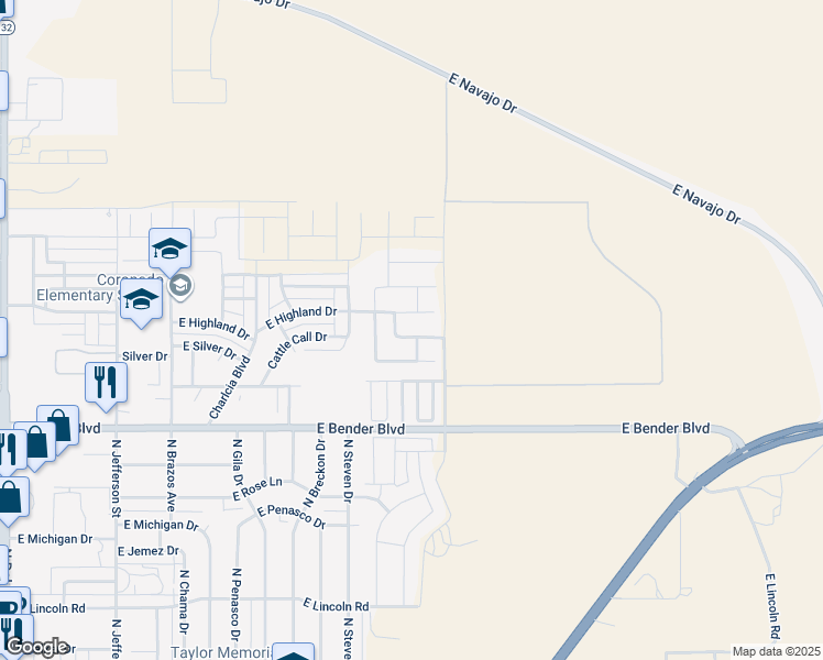 map of restaurants, bars, coffee shops, grocery stores, and more near 2042 Saddle Club Drive in Hobbs