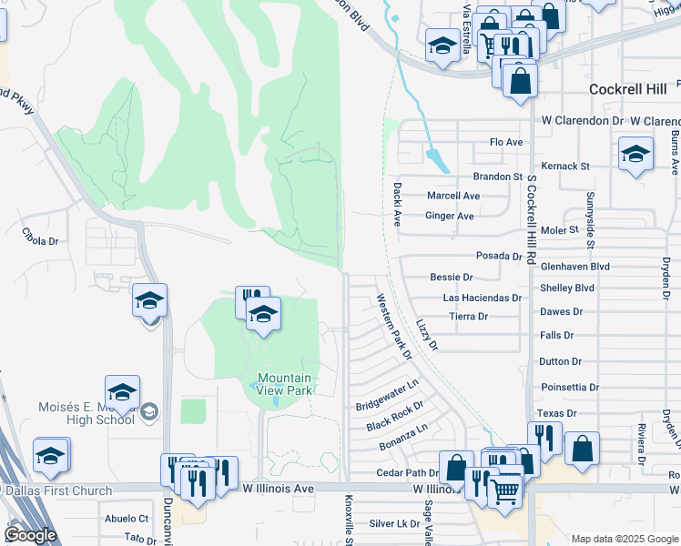 map of restaurants, bars, coffee shops, grocery stores, and more near 1515 Knoxville Street in Dallas