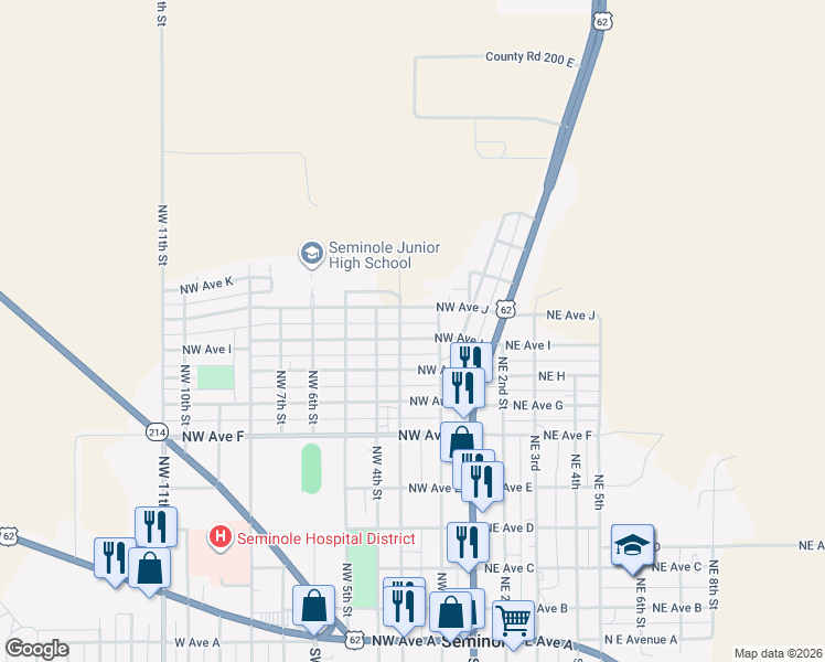map of restaurants, bars, coffee shops, grocery stores, and more near 800-802 Northwest 3rd in Seminole