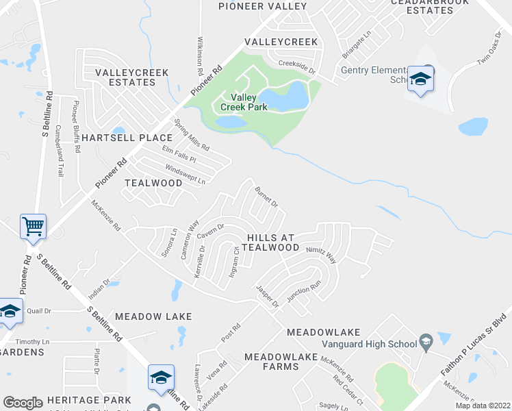 map of restaurants, bars, coffee shops, grocery stores, and more near 2608 Bandera Place in Mesquite