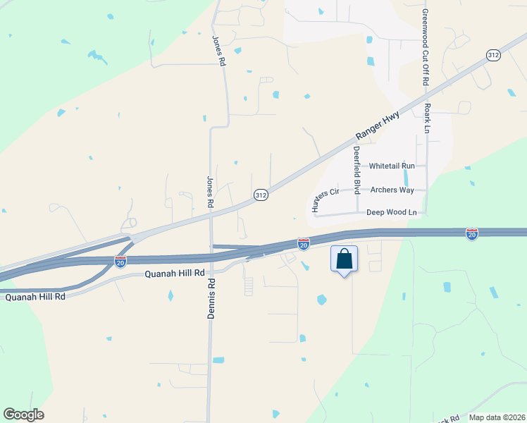 map of restaurants, bars, coffee shops, grocery stores, and more near 2917 Ranger Highway in Weatherford