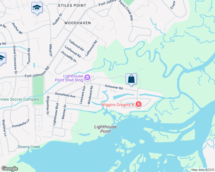 map of restaurants, bars, coffee shops, grocery stores, and more near 662 Port Circle in Charleston