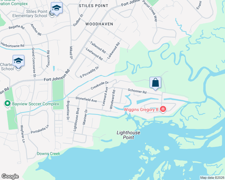 map of restaurants, bars, coffee shops, grocery stores, and more near 1061 Starboard Road in Charleston