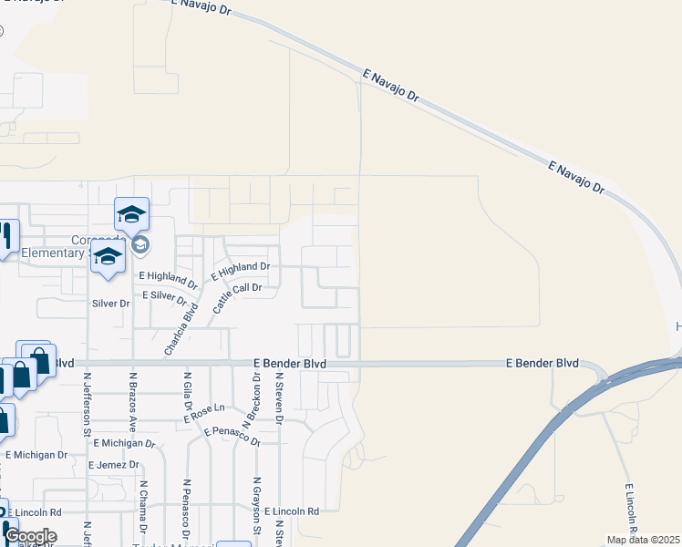 map of restaurants, bars, coffee shops, grocery stores, and more near 2109 Highland Drive in Hobbs