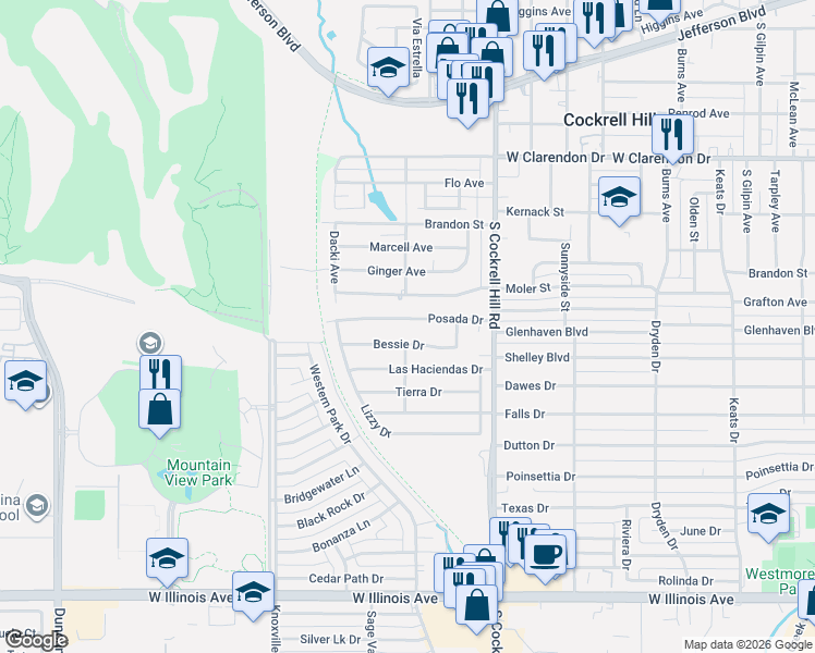 map of restaurants, bars, coffee shops, grocery stores, and more near 4517 Posada Drive in Dallas