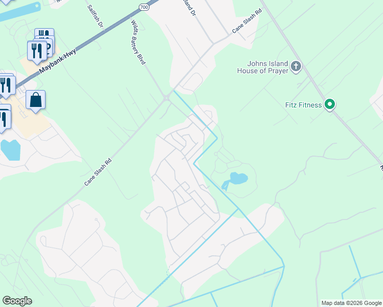 map of restaurants, bars, coffee shops, grocery stores, and more near 1983 Shadetree Boulevard in Johns Island