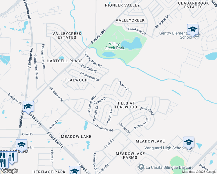 map of restaurants, bars, coffee shops, grocery stores, and more near 2608 Guadalupe Drive in Mesquite