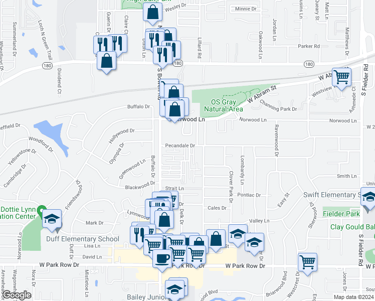 map of restaurants, bars, coffee shops, grocery stores, and more near 508 Saint Charles Drive in Arlington