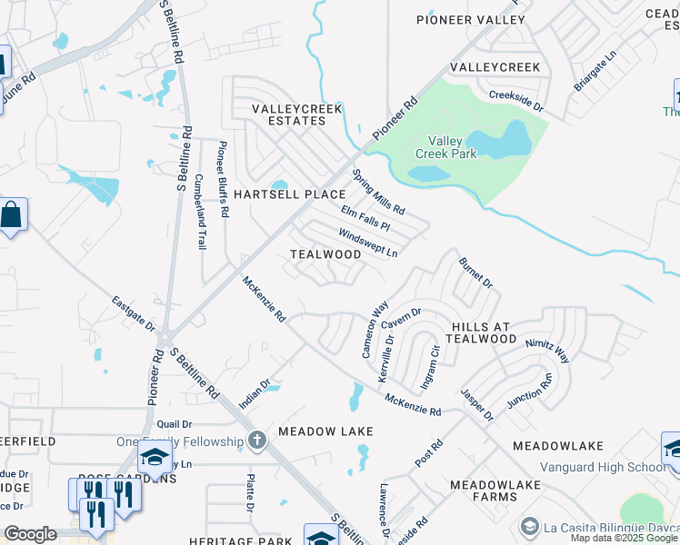 map of restaurants, bars, coffee shops, grocery stores, and more near 2818 Brookway Drive in Mesquite