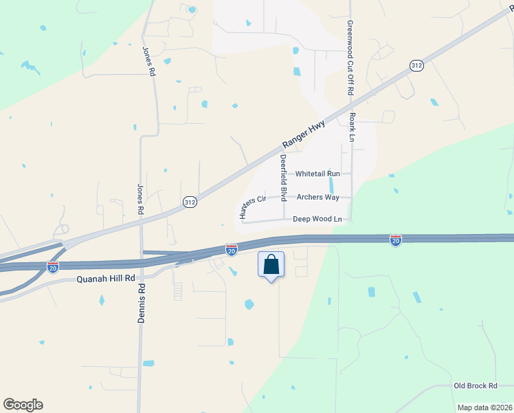 map of restaurants, bars, coffee shops, grocery stores, and more near 109 Hunters Cir in Weatherford
