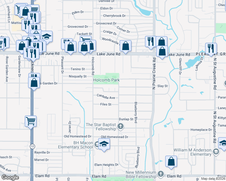 map of restaurants, bars, coffee shops, grocery stores, and more near 1003 Boquillas Court in Dallas