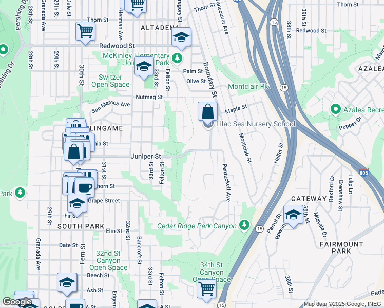 map of restaurants, bars, coffee shops, grocery stores, and more near 2276 Westland Avenue in San Diego