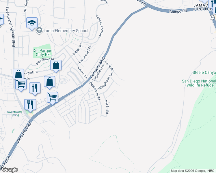 map of restaurants, bars, coffee shops, grocery stores, and more near 10858 Buggywhip Drive in Spring Valley