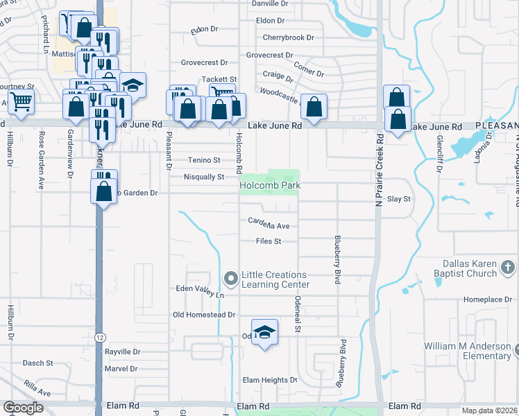 map of restaurants, bars, coffee shops, grocery stores, and more near 8516 Torreon Court in Dallas