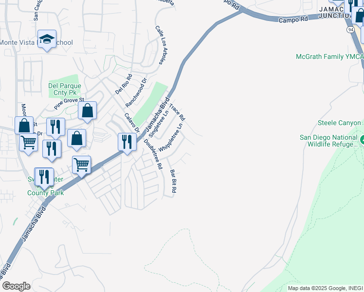 map of restaurants, bars, coffee shops, grocery stores, and more near 10869 Buggywhip Drive in Spring Valley