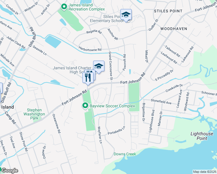 map of restaurants, bars, coffee shops, grocery stores, and more near 1514 Clark Sound Circle in Charleston