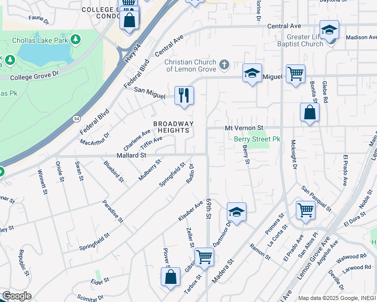 map of restaurants, bars, coffee shops, grocery stores, and more near 2255 Madroncillo Street in San Diego