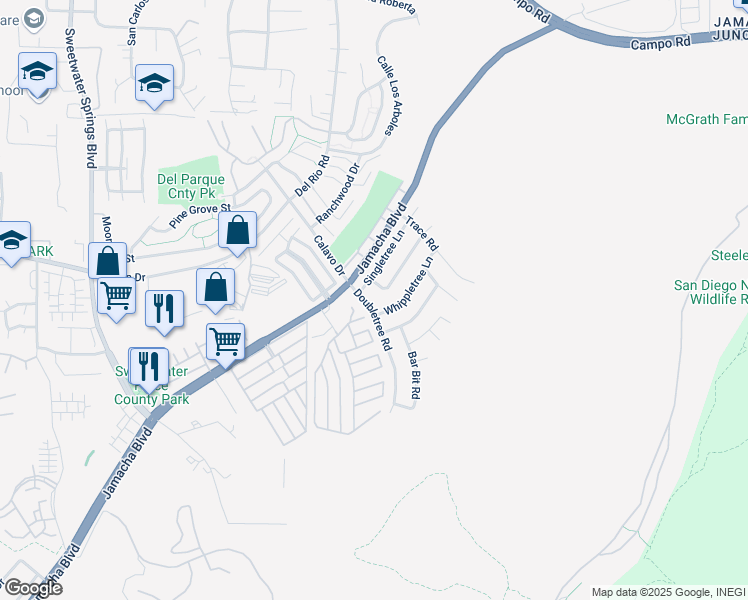 map of restaurants, bars, coffee shops, grocery stores, and more near 2519 Doubletree Rd in Spring Valley