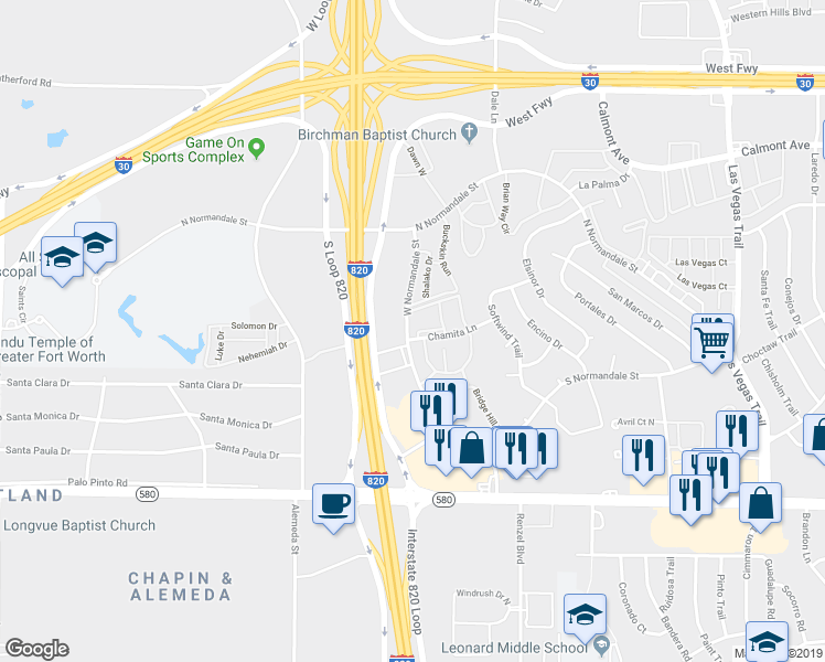 map of restaurants, bars, coffee shops, grocery stores, and more near 9208 Colt Street in Fort Worth