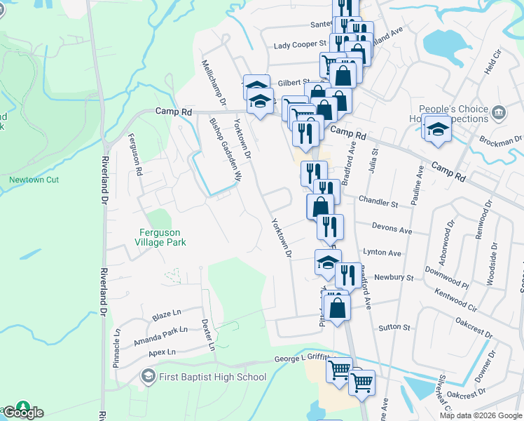 map of restaurants, bars, coffee shops, grocery stores, and more near 995 Yorktown Drive in Charleston