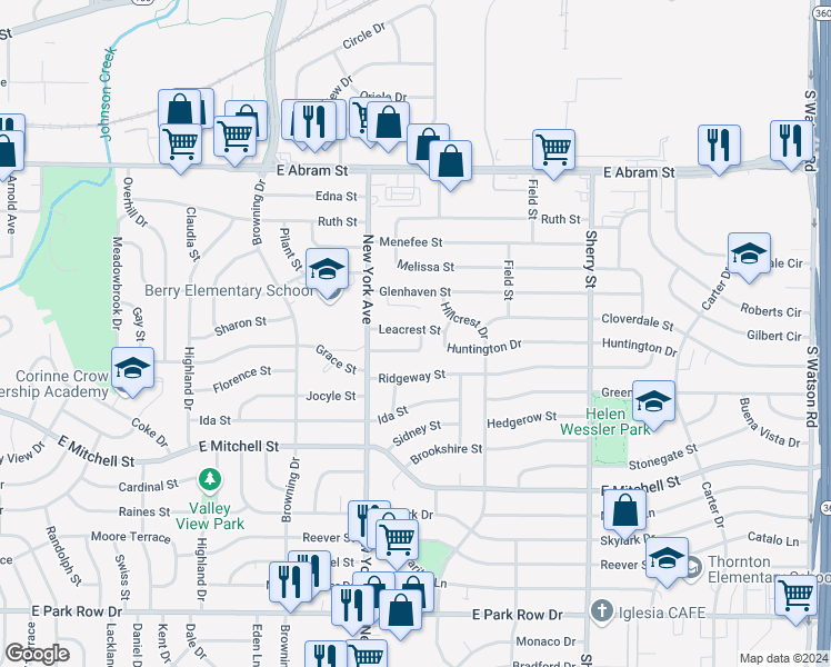 map of restaurants, bars, coffee shops, grocery stores, and more near 1939 Melrose Street in Arlington