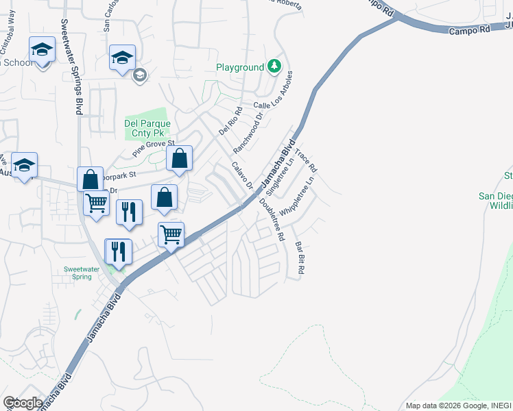 map of restaurants, bars, coffee shops, grocery stores, and more near in Spring Valley