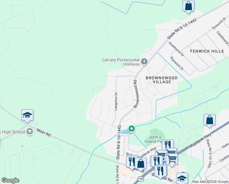 map of restaurants, bars, coffee shops, grocery stores, and more near 3301 Abbotts Boulevard in Johns Island