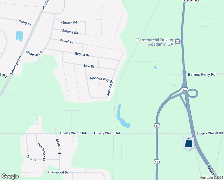map of restaurants, bars, coffee shops, grocery stores, and more near 297 Amanda Drive in Macon