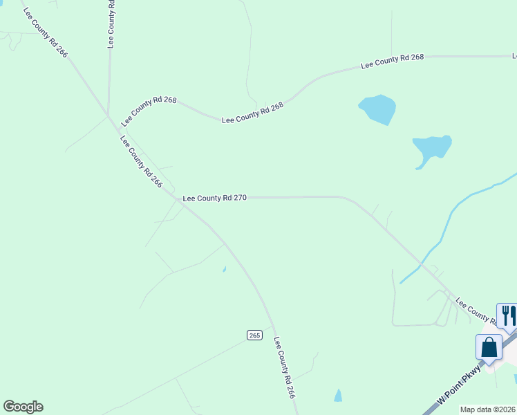 map of restaurants, bars, coffee shops, grocery stores, and more near 296 Lee County Road 270 in Cusseta