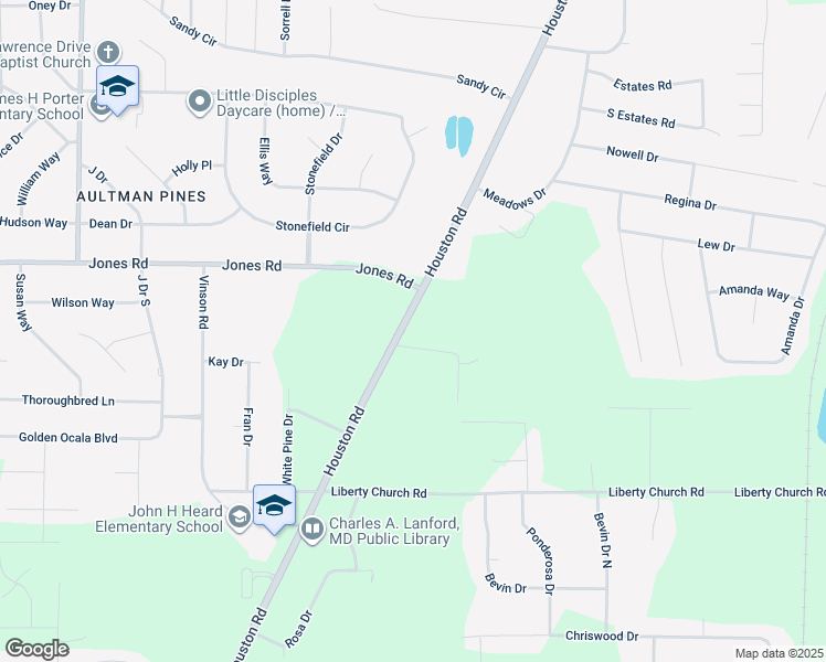 map of restaurants, bars, coffee shops, grocery stores, and more near 6266 Houston Road in Macon