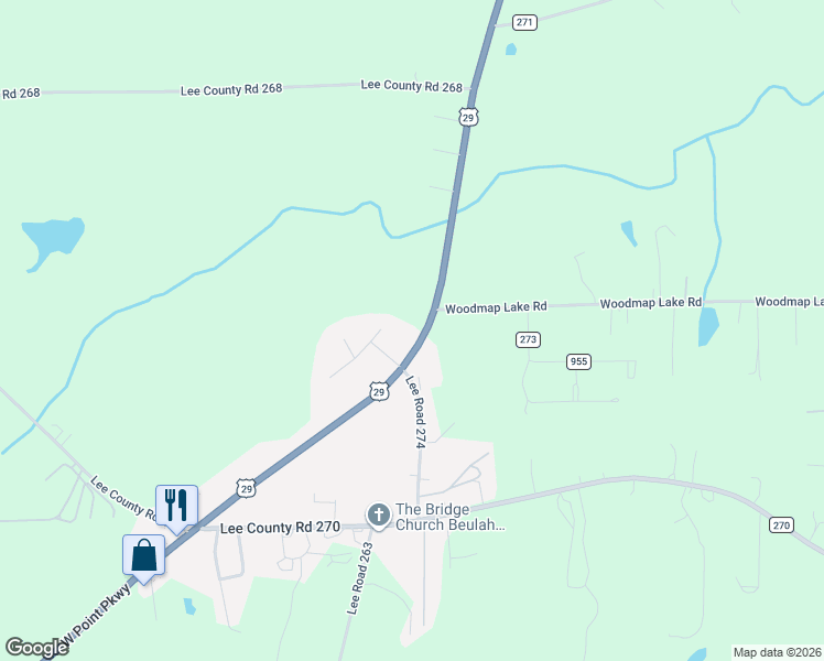 map of restaurants, bars, coffee shops, grocery stores, and more near 8756-9408 Highway 15 in Cusseta