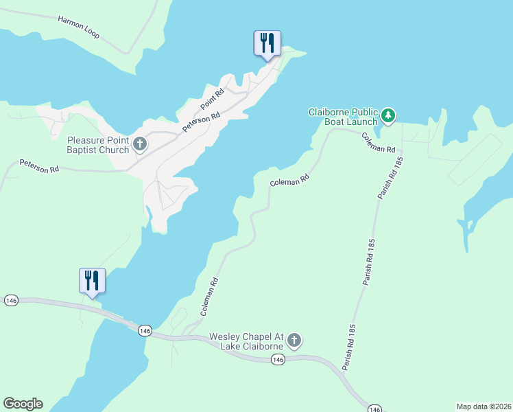 map of restaurants, bars, coffee shops, grocery stores, and more near 295 Coleman Road in Homer