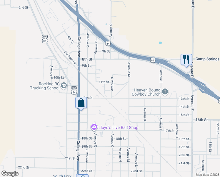 map of restaurants, bars, coffee shops, grocery stores, and more near 1501 12th Street in Snyder