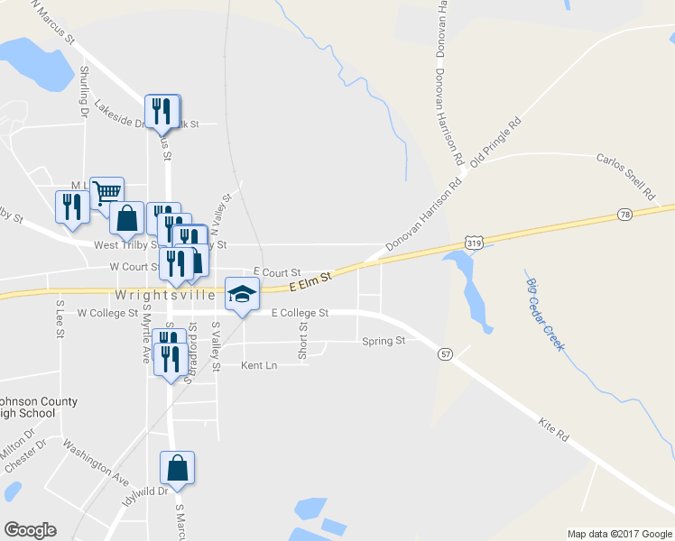 map of restaurants, bars, coffee shops, grocery stores, and more near 337 West Court Street in Wrightsville