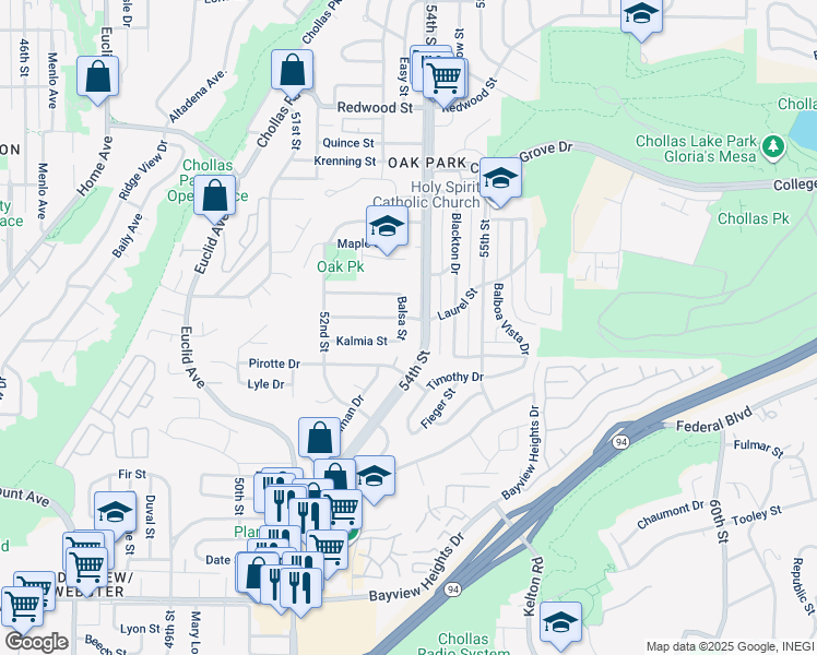 map of restaurants, bars, coffee shops, grocery stores, and more near 2335 Balsa Street in San Diego