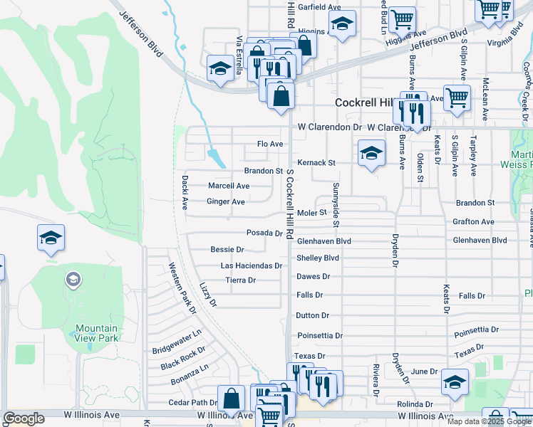 map of restaurants, bars, coffee shops, grocery stores, and more near 4423 Posada Drive in Dallas