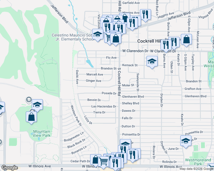 map of restaurants, bars, coffee shops, grocery stores, and more near 4459 Posada Drive in Dallas
