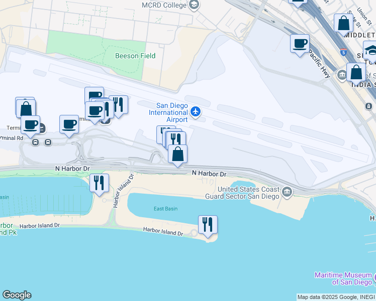 map of restaurants, bars, coffee shops, grocery stores, and more near 2415 Winship Lane in San Diego